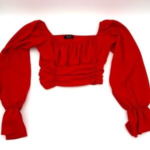 Red Long Sleeve Women's Top